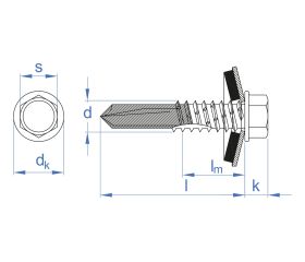 AUTO BIMETAL + ARVUL A2 [CP] Tornillo viga autotaladrante inoxidable bimetal con cabeza hexagonal. Tornillo con arandela vulcanizada EPDM-inoxidable A2