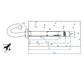 CH-GE [CP] Anclaje camisa antigiro para cargas medias. Gancho espiral