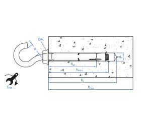 CH-GF A2 [CP] Anclaje camisa antigiro para cargas medias. Gancho forjado. Inoxidable A2