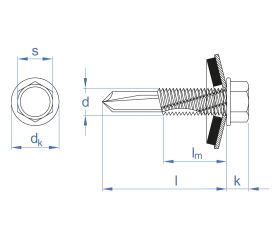 DIN-7504-K + ARVUL [CV] Tornillo autotaladrante de cabeza hexagonal. Tornillo con arandela vulcanizada de acero-EPDM