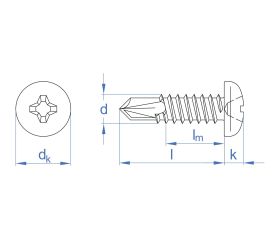 DIN-7504-N HP B [CP] Tornillo autotaladrante de cabeza alomada. Pintado blanco. Huella PH