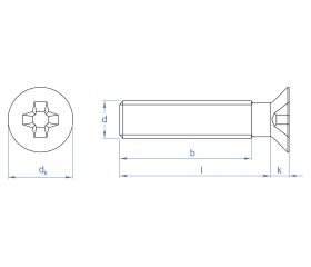 DIN-965 [CP] Tornillo rosca métrica con cabeza avellanada PH, 4.8. Tornillo rosca métrica con cabeza avellanada PH, 4.8. Zincado