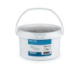 GM-AP [CP] Grampillón arponado para anclado de mallas y alambres en postes de madera. Plano para líneas no móviles