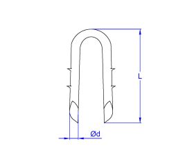 GM-AP [CP] Grampillón arponado para anclado de mallas y alambres en postes de madera. Plano para líneas no móviles
