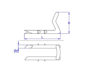 GM-AV [CP] Grampillón arponado para anclado de mallas y alambres en postes de madera. En forma de 