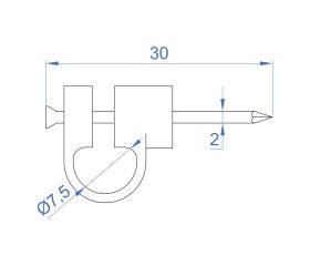 GR-NY NT [CP] Fijaciones para cables. Grapilla de nylon con clavo de acero zincado. Natural