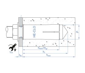 HE-CL [CP] Anclaje hembra con cono interior para grandes cargas. Con collarín. Zincado. Homologado ETE Opt.7 y para aplicaciones no estructurales
