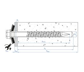 HEA + ARVUL [CP] Tornillo para fijación directa. Montado con arandela vulcanizada de acero-EPDM