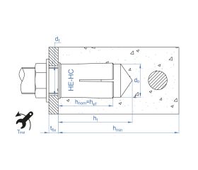 HE-HC [CP] Anclaje hembra con cono interior para grandes cargas. Versión corta. Zincado. Homologado ETE Aplicaciones no estructurales