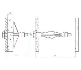 IN-HE [CP] Anclaje Indemoll para fijación en elementos huecos. Con tornillo cabeza hexagonal