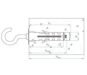 IPA-GN [CP] Taco de nylon para ladrillos huecos y materiales macizos. Gancho normal