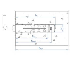IPA-GR [CP] Taco de nylon para ladrillos huecos y materiales macizos. Gancho recto
