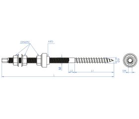 KFS-MA [CP] Accesorios regulables para la instalación de placas solares. Espárrago doble rosca. Inoxidable A2