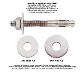 MTH-A2 [CP] Anclaje macho para cargas altas en hormigón no fisurado. Homologado ETE Opt.7. Eje inoxidable A2. Clip inoxidable A2