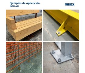 MTH-A2 [CP] Anclaje macho para cargas altas en hormigón no fisurado. Homologado ETE Opt.7. Eje inoxidable A2. Clip inoxidable A2