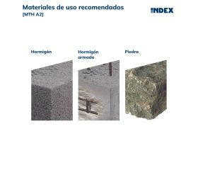 MTH-A2 [CP] Anclaje macho para cargas altas en hormigón no fisurado. Homologado ETE Opt.7. Eje inoxidable A2. Clip inoxidable A2