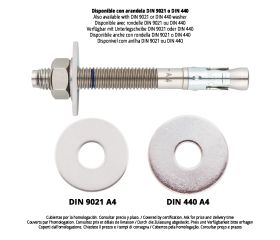 MTP-A4 [CP] Anclaje macho para cargas altas en hormigón fisurado y no fisurado. Homologado ETE Opt.1. Eje Inoxidable A4. Clip inoxidable A4