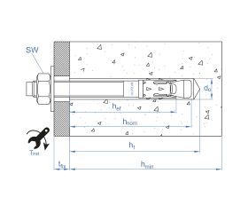 MTP-A4 [CP] Anclaje macho para cargas altas en hormigón fisurado y no fisurado. Homologado ETE Opt.1. Eje Inoxidable A4. Clip inoxidable A4