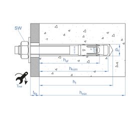 MTP-X [CP] Anclaje macho para cargas altas en hormigón fisurado y no fisurado. Homologado ETE Opt.1. Eje zincado. Clip ATLANTIS C3-L
