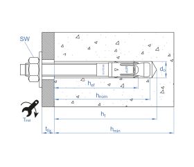 MTP [CP] Anclaje macho para cargas altas en hormigón fisurado y no fisurado. Homologado ETE Opt.1. Eje zincado. Clip inoxidable