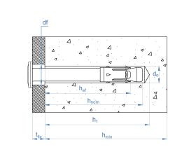 NA-C [CP] Anclaje metálico de impacto para aplicaciones no estructurales en hormigón. Homologado ETE. Cabeza plana. Eje zincado. Clip ATLANTIS C3-L