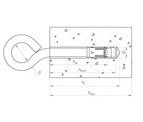 NA-R [CP] Anclaje metálico de impacto para aplicaciones no estructurales en hormigón. Homologado ETE. Argolla. Eje zincado. Clip ATLANTIS C3-L