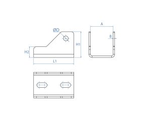 NU-XS [CP] Triángulos para instalación de placas solares. Nudo articulado INDEXTRUT. Acero con recubrimiento Atlantis C4-M. Válido para guías PSE-C y PSE-A