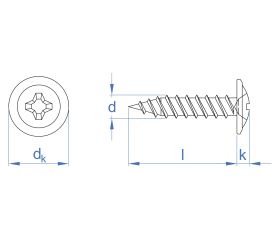 PL-CA [CP] Tornillos para placa de yeso. Cabeza ancha. Cabeza ancha