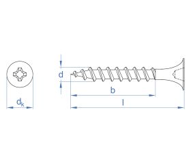 PL-RA [CP] Tornillo para placa de yeso de paso ancho. Cabeza trompeta y punta perforante. Tornillo para tabiquería seca de paso ancho con cabeza trompeta y punta perforante