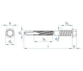 PS 5 [CP] Tornillo autotaladrante de cabeza hexagonal para panel sándwich. Punta broca extra larga #5. Zincado