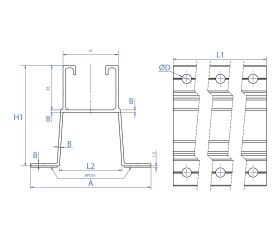 PSA-AV [CP] Perfiles, uniones, guías y empalmes para estructura de apoyo. Perfil de aluminio con alas para fijación directa discontinua en valle