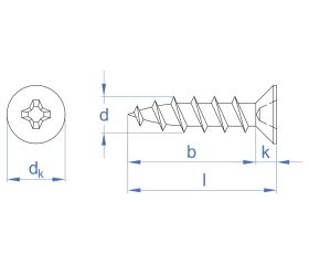PVC-20 Z [CP] Tornillos para carpintería de PVC. Zincado. Diámetro de cabeza 7 mm