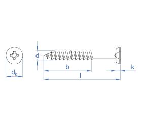 PVC-70 [CP] Tornillos para carpintería de PVC. Bicromatado. Cabeza especial para tapón