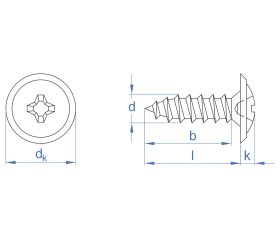 PVC-90 [CP] Tornillos para carpintería de PVC. Bicromatado. Cabeza alomada baja con arandela