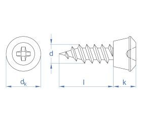 PVC-KOM 10 [CP] Tornillos para carpintería de PVC. KOMMERLING con cabeza especial