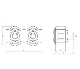 SJ-PD A4 [CP] Sujetacable plano. Doble. Inoxidable A4