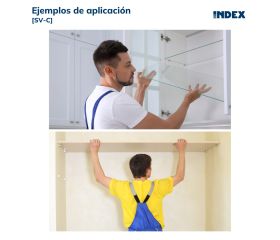 SV-C [CP] Puntas clavado. Soporte vitrina cuadrado 2 puntas