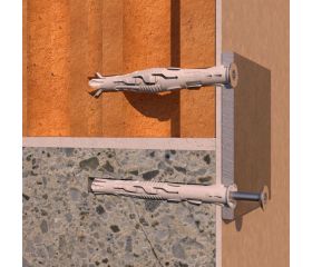 T-NUX A [CP] Taco de nylon universal de alto rendimiento. Cabeza avellanada. Huella TX. Zincado. Homologado ETE