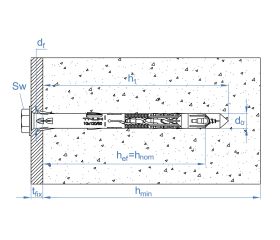 T-NUX E A4 [CP] Taco de nylon universal de alto rendimiento. Inoxidable A4. Cabeza hexagonal. Huella TX. Homologado ETE