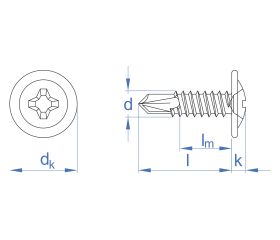 TAEZ [CP] Tornillo autotaladrante de cabeza alomada baja y arandela estampada. Zincado. Huella PH