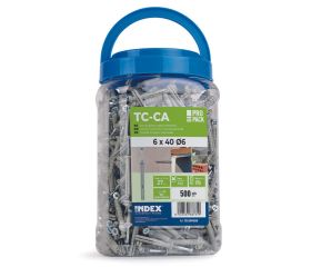 TC-CA EP [CP] Taco clavable de poliamida 6.6, premontado con tornillo rosca-arpón. Bote de plástico