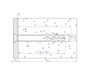 TC-2A [CP] Taco clavable poliamida 6.6. Taco de 2 alas con tornillo avellanado
