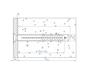 TC-6A [CP] Taco clavable poliamida 6.6. Taco de 6 alas con tornillo avellanado