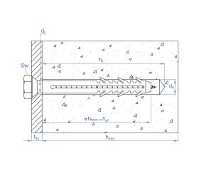 TC-6E [CP] Taco clavable poliamida 6.6. Taco de 6 alas con tornillo hexagonal