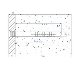 TC-A2 [CP] Taco clavable de poliamida 6.6, premontado con tornillo rosca-arpón. Taco con cabeza avellanada y tornillo inoxidable A2