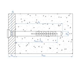 TC-CC [CP] Taco clavable de poliamida 6.6, premontado con tornillo rosca-arpón. Taco con cabeza cilíndrica