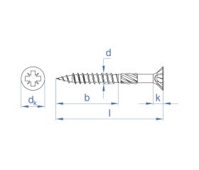 TEX-BP [CP] Tirafondo de alto rendimiento. Bicromatado. Huella PZ