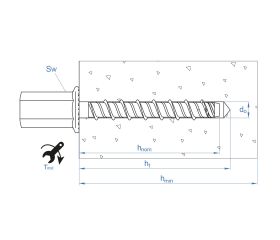 TFF [CP] Anclaje de fijación directa en hormigón con recubrimiento zincado. Homologado ETE Opt.1. Rosca hembra métrica