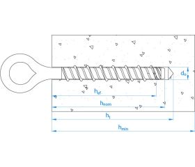 TFY [CP] Anclaje de fijación directa en hormigón con recubrimiento zincado. Cabeza argolla