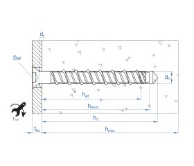 THA [CP] Anclaje de fijación directa en hormigón con recubrimiento ATLANTIS C3-H. Homologado ETE Opt.1. Cabeza avellanada
